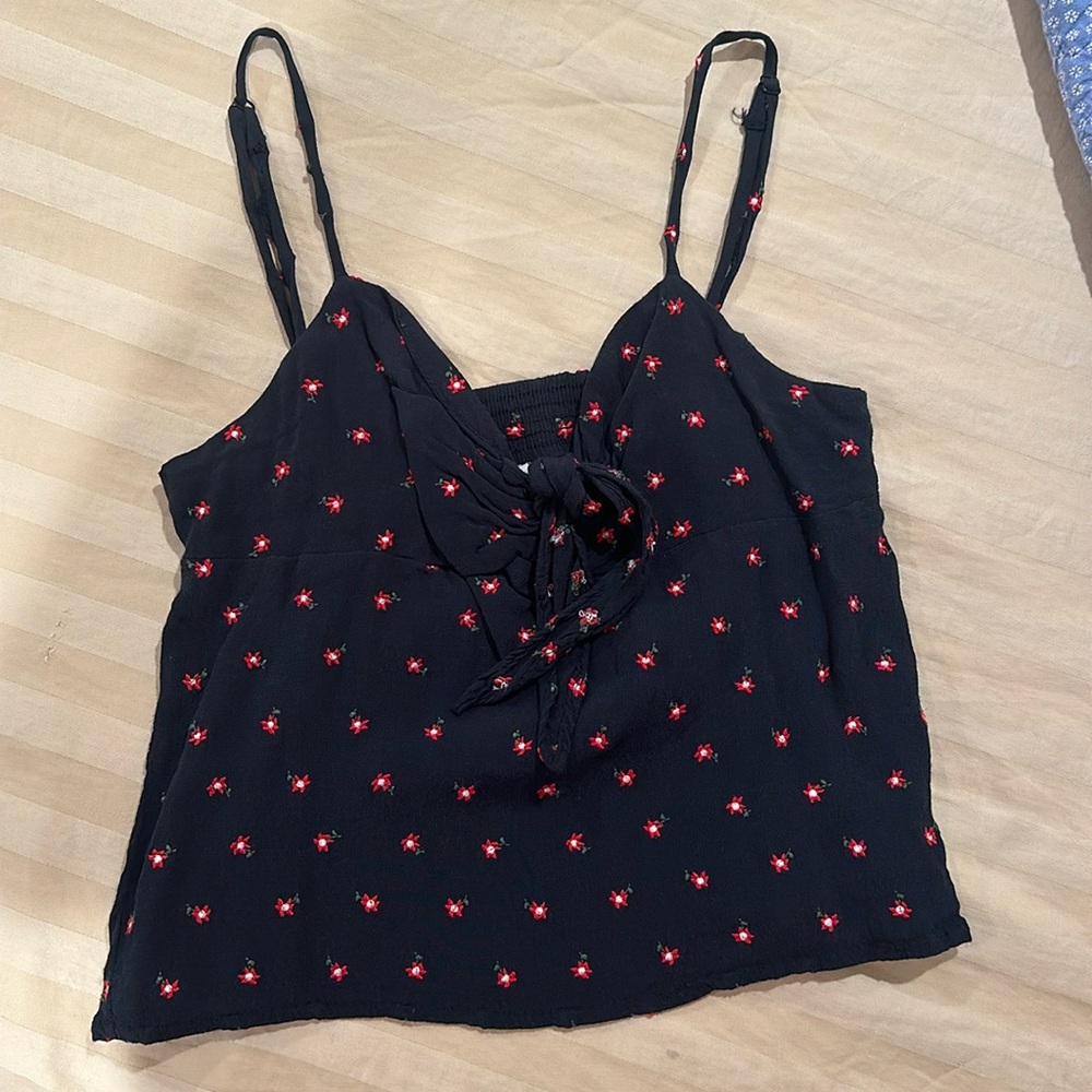 Brandy Melville black floral tank top